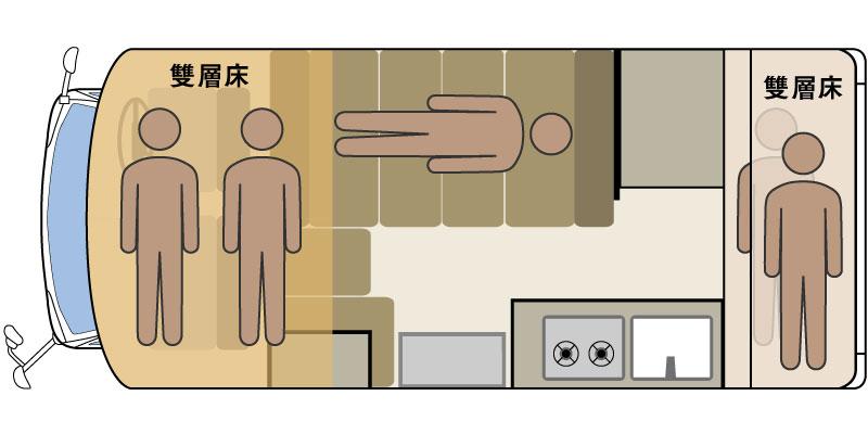 CORDE BUNKS就寝時レイアウト